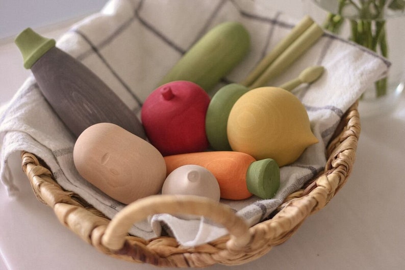 Wooden Vegetables Wooden toys Pretend play Play food toy Vegetable toys Play kitchen Gift for kids Montessori image 1