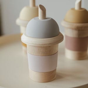 Wooden milkshake stacking toy in custom colour choice - Wooden toys - Gift for kids - Play kitchen - Wooden toys - Pretend cafe
