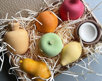 Ensemble de fruits en bois - Jouets en bois - Jeu de simulation - Jouet alimentaire - Jouez à la cuisine - Jouez à la nourriture - Cadeau pour enfants - Jouets Montessori