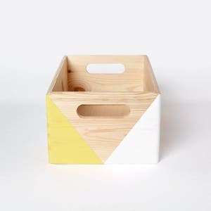 Geometric wooden box with handles Storage Box Toy box Office storage Organiser box Wooden crate Wooden storage box image 8