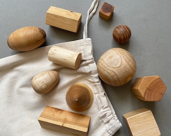 Ensemble de formes en bois - Ensemble Montessori - Jouet en bois - Jouet éducatif - Enseignement à domicile - Formes géométriques - Cadeau pour enfants