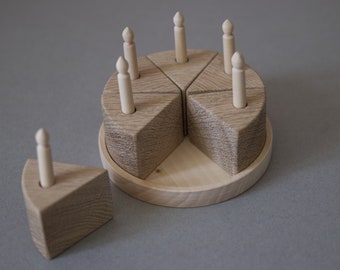 Wooden birthday cake toy - Wooden cake - Pretend play - Birthday gift kids  - Gift for kids - Play kitchen - Wooden toys kids