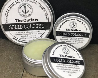 The OUTLAW Solid Cologne Tin - Great for Travel, Work & Gym.  Tobacco Leather Masculine Cologne