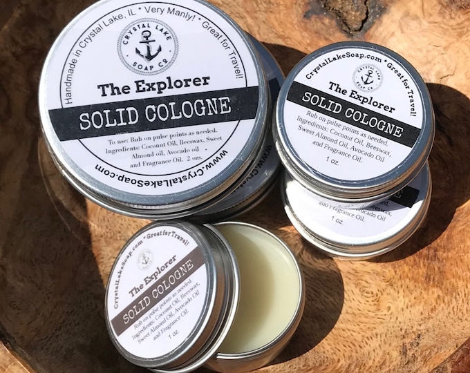 The EXPLORER Solid Cologne Tin - Great for Travel, Work, Gym & Pocket.  Masculine or Unisex Cologne