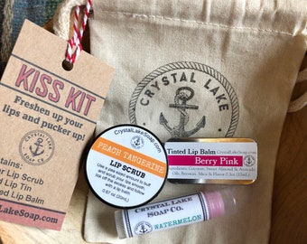 Kiss Kit with Lip Scrub, Lip Balm & Lip Tint, Pomegranate, Tangerine, Pineapple Lime, Margarita, Honey Mix - Match