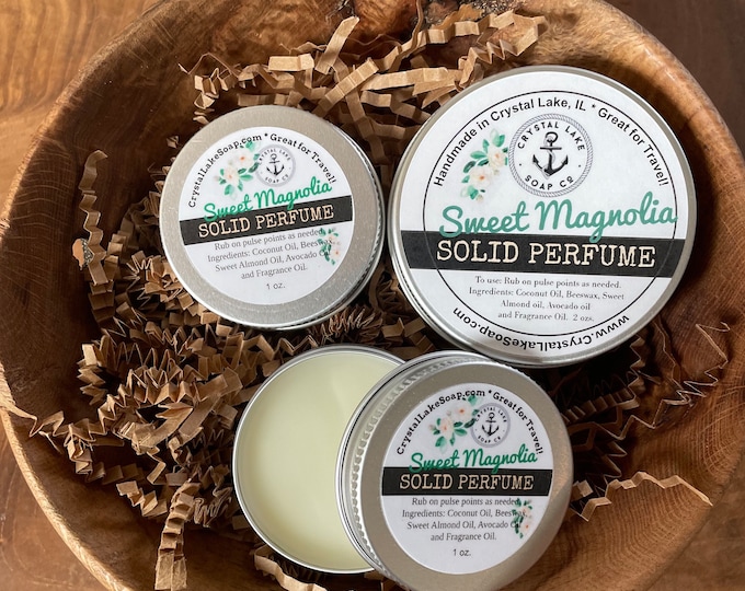 SWEET MAGNOLIA Solid Perfume Tin - Great for Travel, Purse & Pocket. Subtle Feminine Cologne