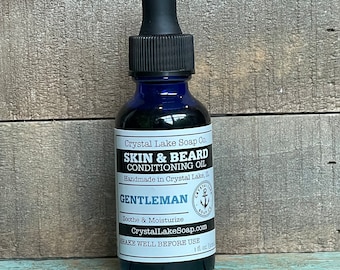 The GENTLEMAN - Skin & Beard Conditioning Oil - Organic. Men's Natural Face Serum. Jojoba, Argan and Coconut Oil