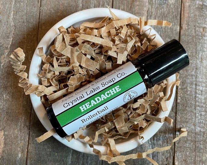 HEADACHE Rollerball Aromatherapy Essential Oil Blend Organic / Lavender Peppermint Wintergreen Basil Frankincense Rosemary Orange