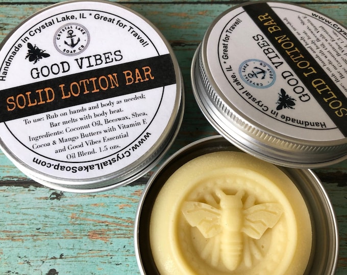 SOLID LOTION BAR - Great Body Bar for Travel & Massage. Citrus eo Blend, Organic Coconut Oil, Shea, Mango Butter and Essential Oils