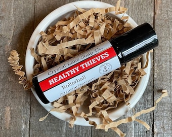 HEALTHY THIEVES Rollerball Aromatherapy Essential Oil Blend Organic / Cinnamon Clove Eucalyptus Lemon & Rosemary