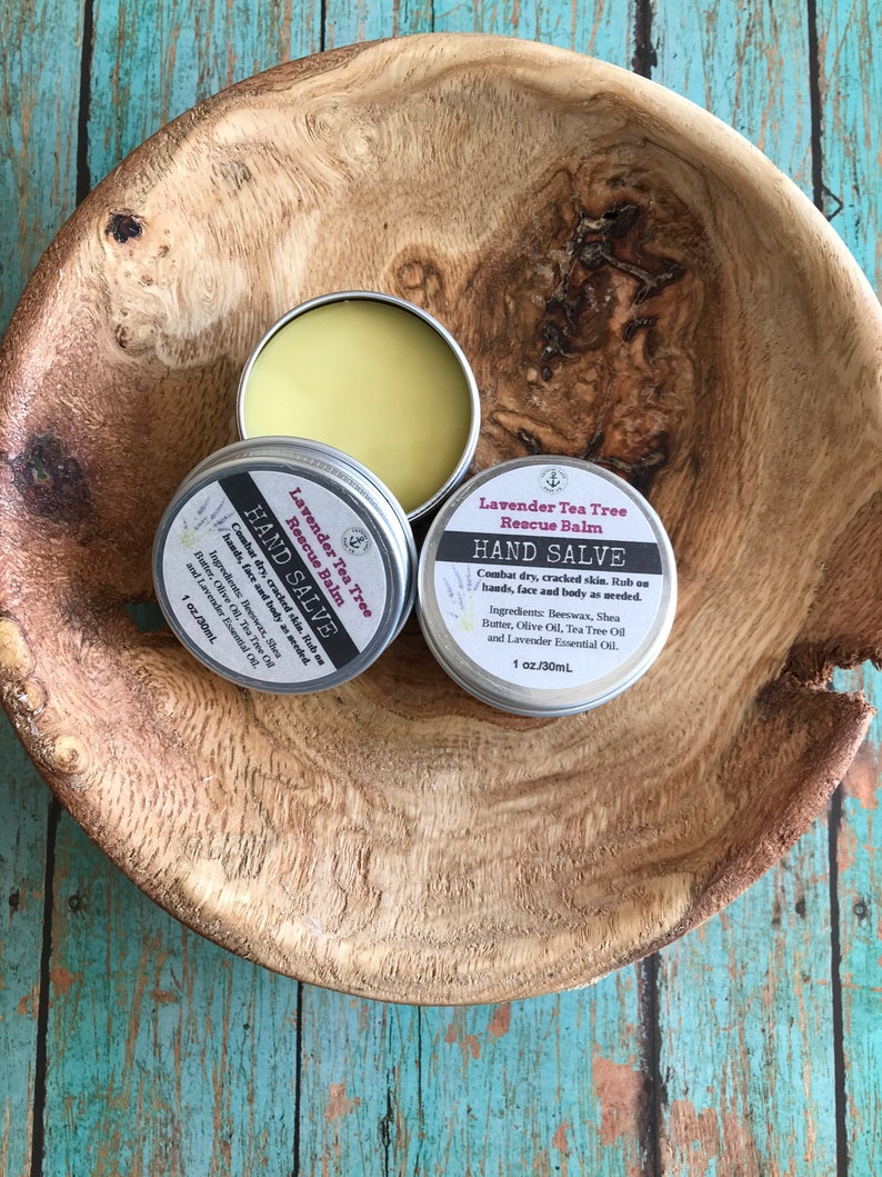 HAND SALVE Lavender Tea Tree Rescue Balm with Organic Beeswax, Shea Butter and Essential Oils. image 2