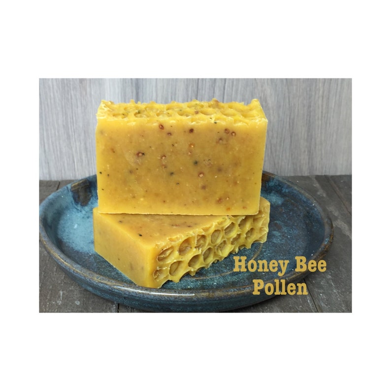 Honey Bee Pollen Soothing Soap, Great Facial or Body Bar. Organic and Natural. Helps Fight Acne & Eczema. Gentle moisturizer image 1