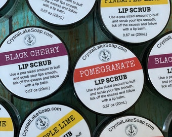 Pomegranate Lip Scrub Organic Fresh Edible Polish with Sugar Lip Care Exfoliation Vegan