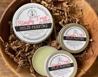 SIMPLY TRUE Solid Perfume Tin - Great for Travel, Purse & Pocket. Subtle Feminine Cologne