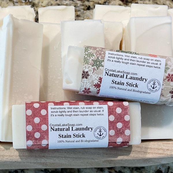 Laundry Stain Stick Lemon Eucalyptus Natural Stain Remover made from Homemade Coconut Soap Biodegradable