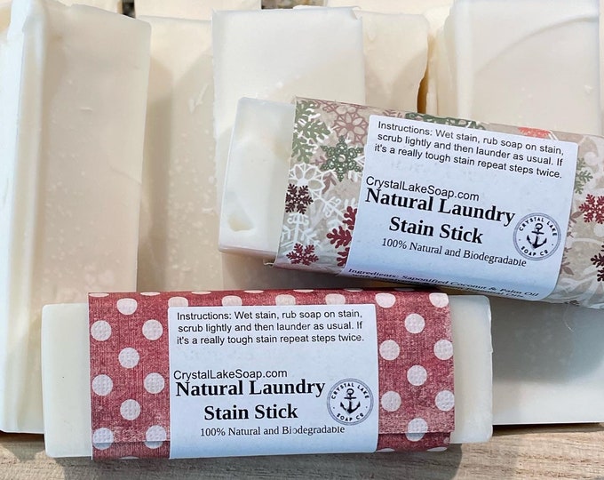Laundry Stain Stick Lemon Eucalyptus Natural Stain Remover made from Homemade Coconut Soap Biodegradable