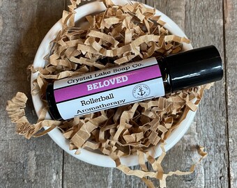 BELOVED Rollerball Aromatherapy Essential Oil Blend Organic / Aphrodisiac with Jasmine Lavender Sandalwood Orange Patchouli & Ylang Ylang