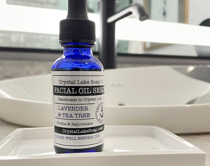 FACIAL OIL SERUM - Lavender & Tea Tree Organic - Soothing Moisturizer for All Skin Type! Jojoba, Argan and Rosehip Oils
