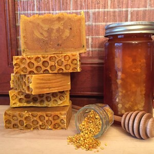 Honey Bee Pollen Soothing Soap, Great Facial or Body Bar. Organic and Natural. Helps Fight Acne & Eczema. Gentle moisturizer image 2