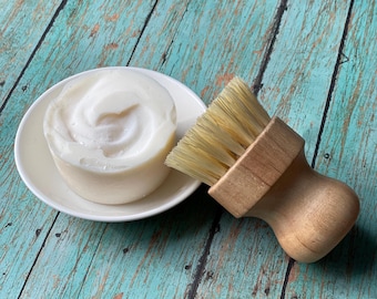 Dish Soap Gift Set - Lemon Eucalyptus Bar, Ceramic Dish & Bamboo Scrub Brush - Cuts through Grease and Grime - Biodegradable Zero Waste