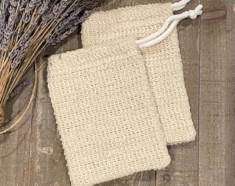 Sisal Soap Sack - XL Bar Saver. Plant based bag or pouch for exfoliating, Eco Friendly