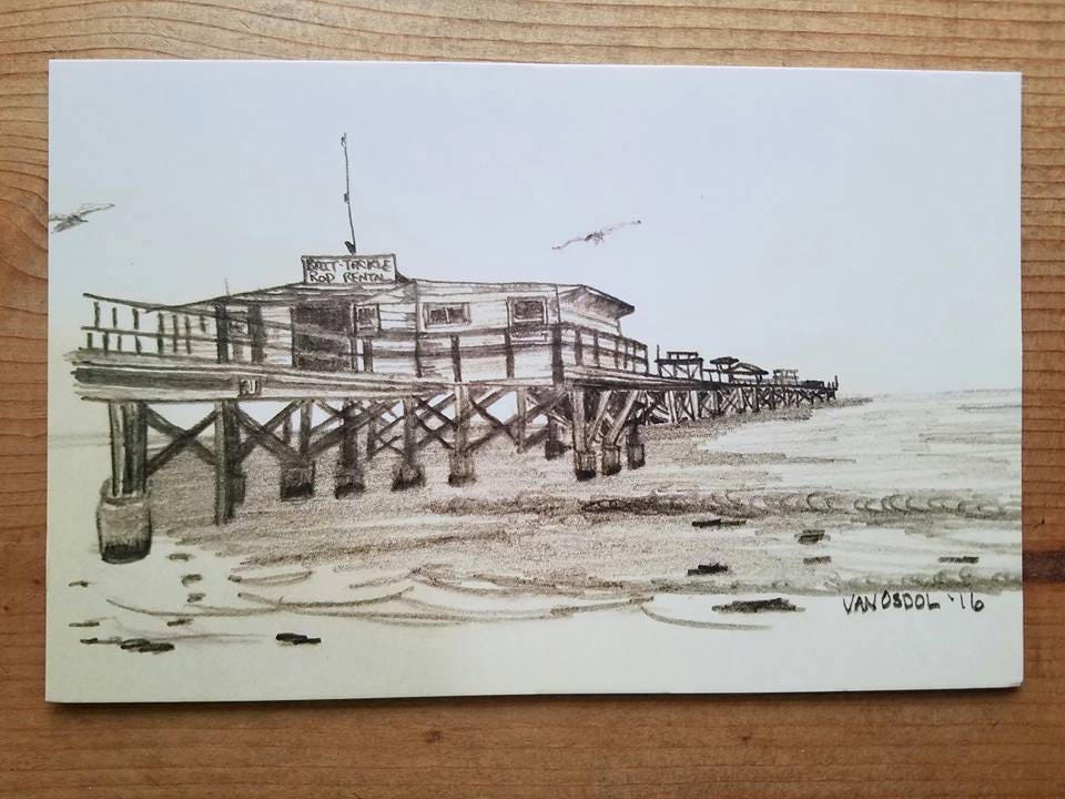 Redington Beach Florida Fishing Pier Seascape 5.5x8.5 POSTCARD Etsy