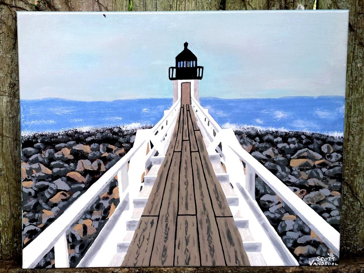 MARSHALL POINT LIGHTHOUSE Maine Coastal Art Acrylic Painting Etsy