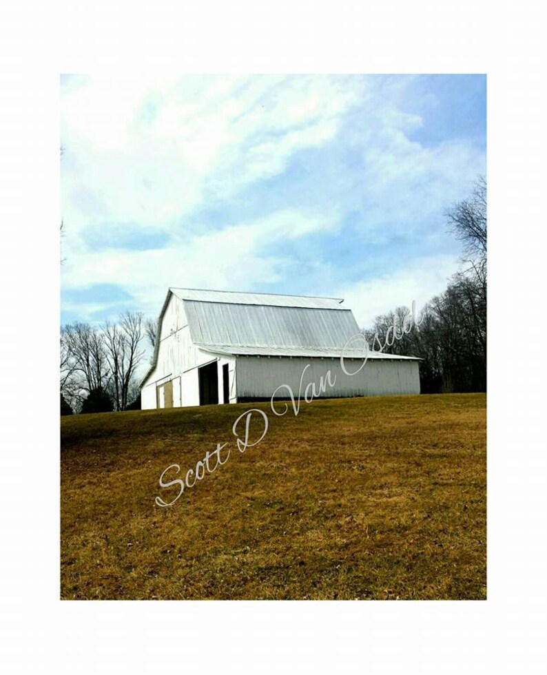 Weathered Old Barn Brown County Indiana White Paint Blue Skies Etsy
