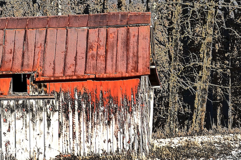 Weathered Old Red Barn Rusty Tin Roof By Scott D Van Osdol Etsy
