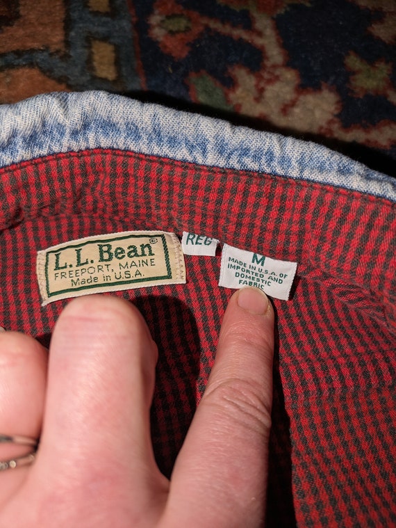 SALE - LL Bean Vintage Plaid Flannel Lined Denim … - image 4