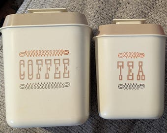 Vintage Lustro Ware Coffee & Tea Canister Set: Atomic Kitchen Decor