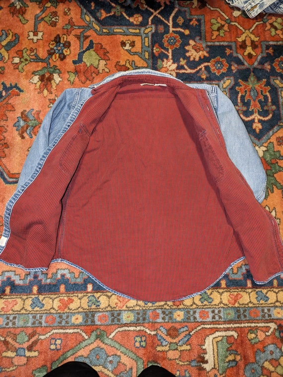SALE - LL Bean Vintage Plaid Flannel Lined Denim … - image 2