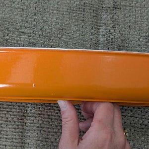 Le Creuset Vintage #40 Bright Orange Raymond Loewy Fish Casserole Cast Iron Enamel Gratin Dish