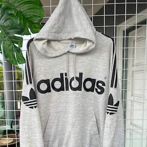 Vintage 90s Adidas Trefoil Grey Hoodie