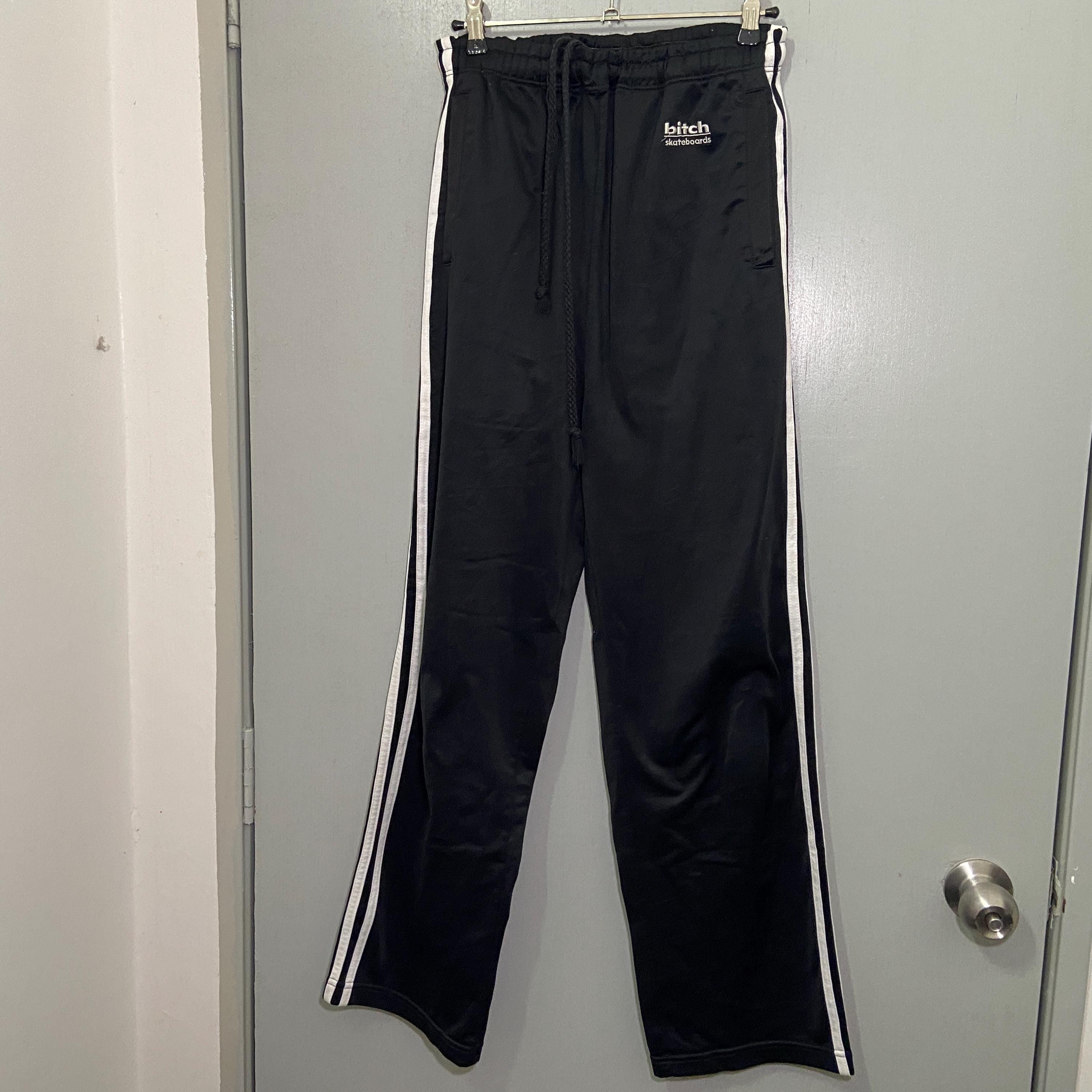 Vintage 90s Bitch Skateboard Track Pants Black Medium | Rare Y2K