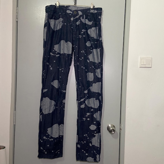Issey Miyake Men Paint Splatter Crinkle Denim Jeans SS2005 Archive