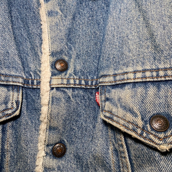 Vintage 80s Levi's Sherpa Lined Denim Trucker Jacket Size 42R USA
