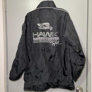 Vintage Tony Hawk Pro Skater Hooded Windbreaker Jacket Size L Y2K Skateboard Black Rare Logo