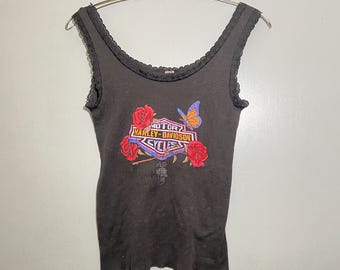 Rare 1989 Vintage Harley Davidson Tank Top Crop Top Butterflies
