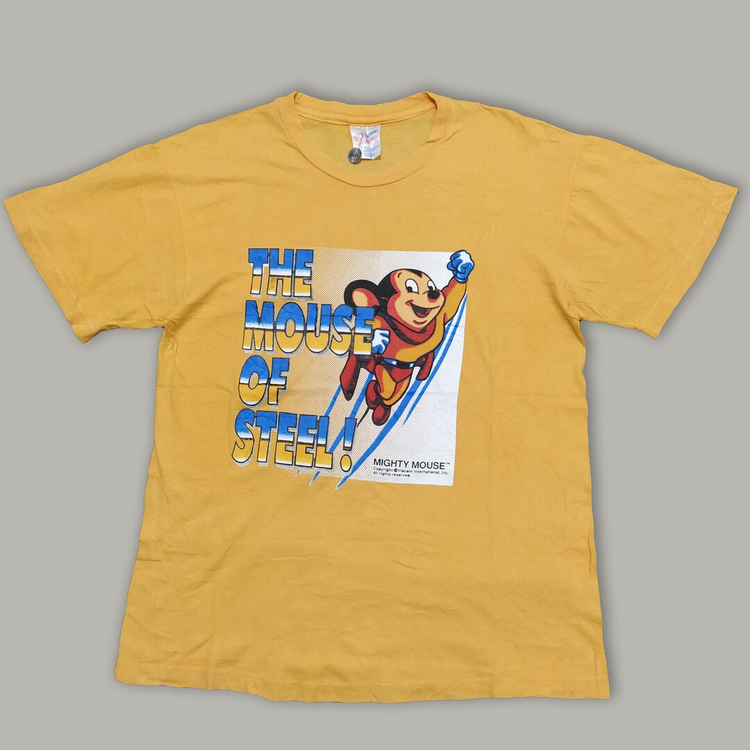 トップス Rare90sMadein USATOOCUTEMickey MouseVest Vintage 90s Mighty Mouse : the Mouse of Steel Shirt - Etsy