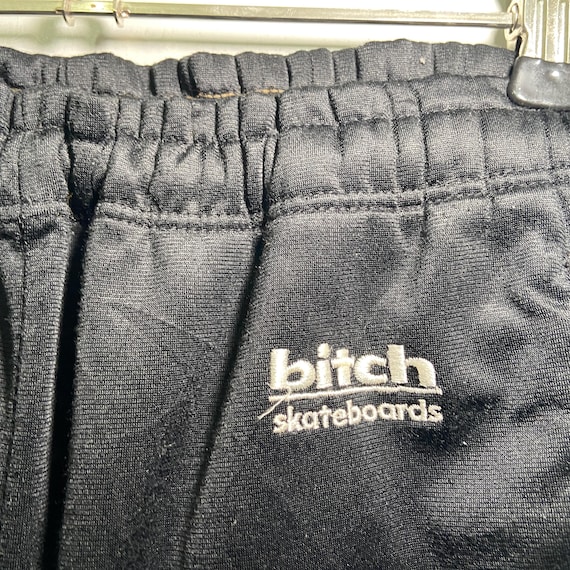 Vintage 90s Bitch Skateboard Track Pants Black Medium | Rare Y2K