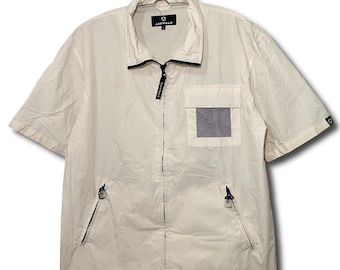 Vintage AIRWALK 1990s Skate Shirt — White Zip/Panel Tee — Unisex L (24” pit × 28” length) — OG Skate / Hip-Hop