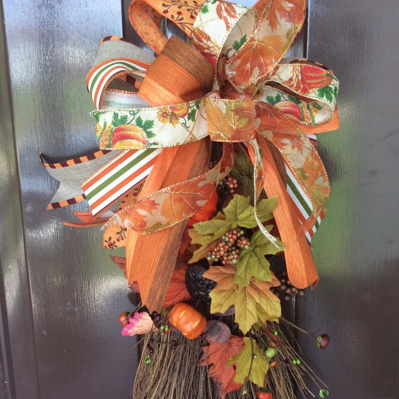 Fall broom decor fall decorations fallbroom arrangement Etsy