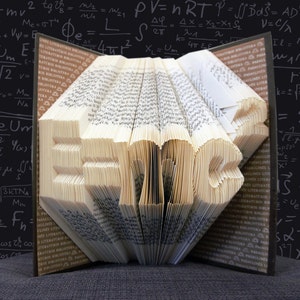 Folded book art - Physics Teacher Gift - E=mc2 - Einstein - Book Sculpture - 100 days of school - Amazing gift for teacher - Graduation gift