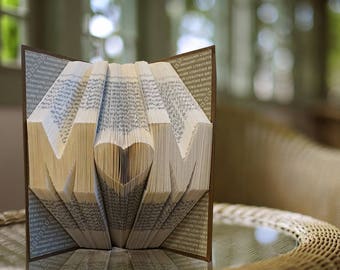 Folded Book Art - Initials - 1st Anniversary - Gift for Him -  Wedding  Personalized Gift -Unique gift - Amazing gift - Paper Anniversary
