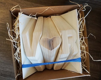 Afgewerkt gevouwen boek - Valentijnsdag Cadeau voor haar - 1e Paper Anniversary Gift- Verjaardag Gift Voor echtgenoot - Wedding Decoration, uniek