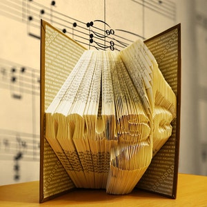 Folded book art Music Teacher Gift Music Note Music Fan Piano Teacher Gift Music Book Sculpture 100 days of school amazing gift image 1