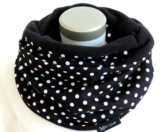 Loop Schlauchschal Punkte Fleece schwarz-weiß Schal Kuschelschal Kuschelloop Handarbeit handmade big dots