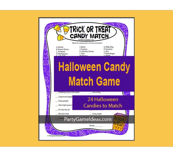 Halloween Candy Trivia Game Printable Treat Or Treat Match Etsy Espa a