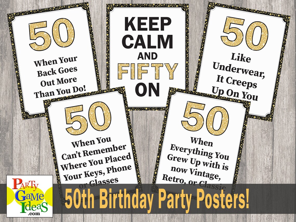 Funny Birthday Party Decorations, 50th Happy Birthday Posters, Signs ...